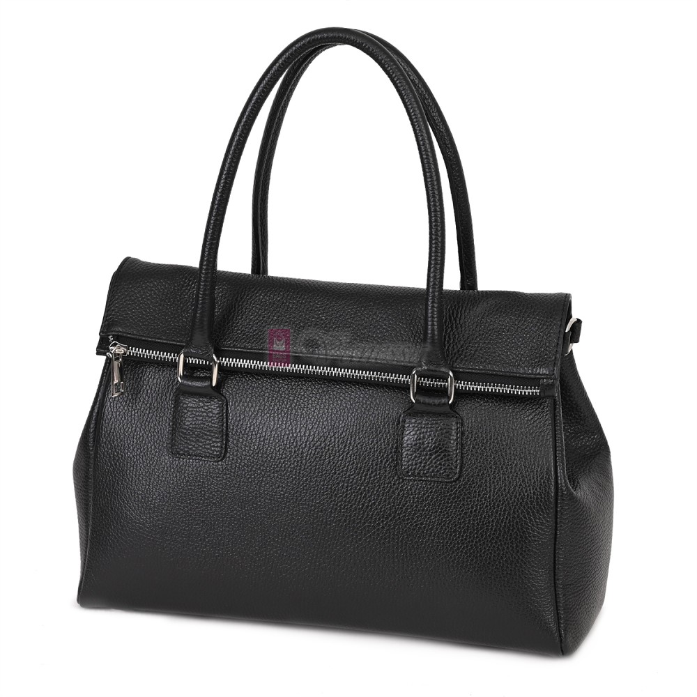 Елегантна дамска чанта, от естествена кожа, в черен цвят. Код: EKK64