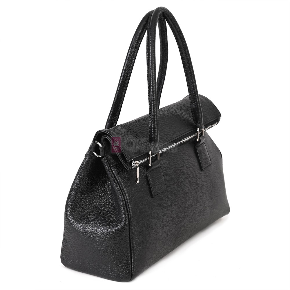 Елегантна дамска чанта, от естествена кожа, в черен цвят. Код: EKK64