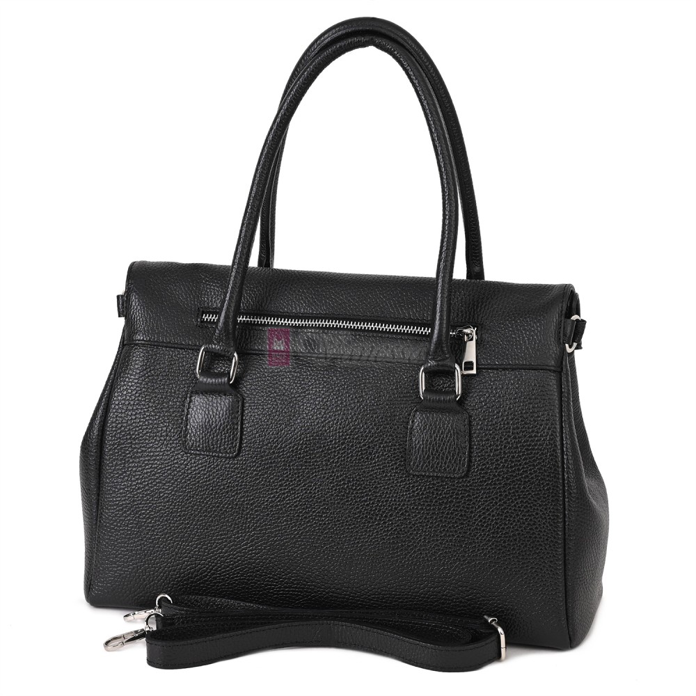 Елегантна дамска чанта, от естествена кожа, в черен цвят. Код: EKK64