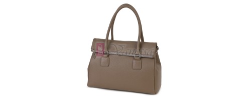 Елегантна дамска чанта, от естествена кожа, в тъмнобежов цвят. Код: EKK64