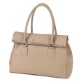 Елегантна дамска чанта, от естествена кожа, в бежов цвят. Код: EKK64