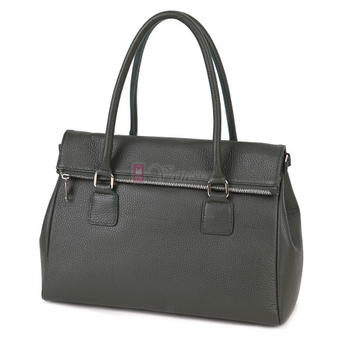 Елегантна дамска чанта, от естествена кожа, в тъмнозелен цвят. Код: EKK64