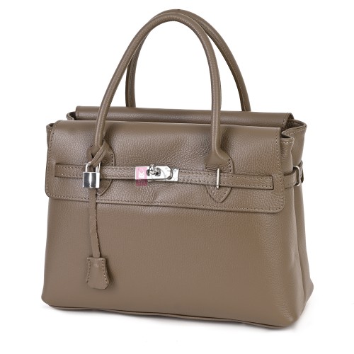 Елегантна дамска чанта, от естествена кожа, в бежов цвят Код: EKK75