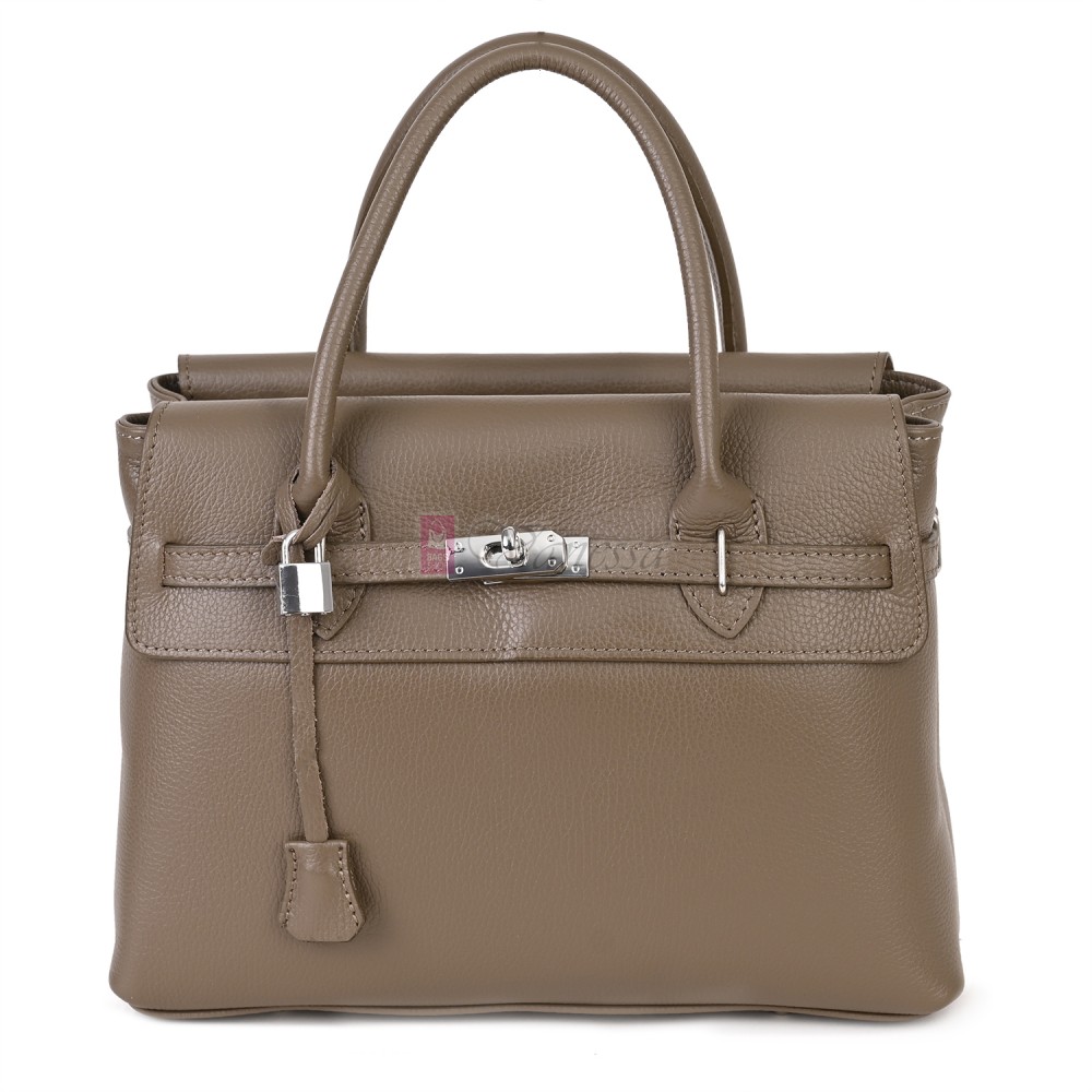 Елегантна дамска чанта, от естествена кожа, в бежов цвят Код: EKK75