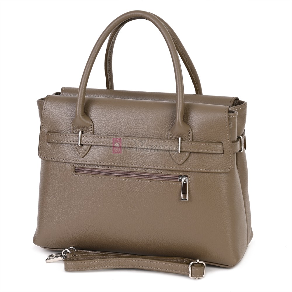 Елегантна дамска чанта, от естествена кожа, в бежов цвят Код: EKK75