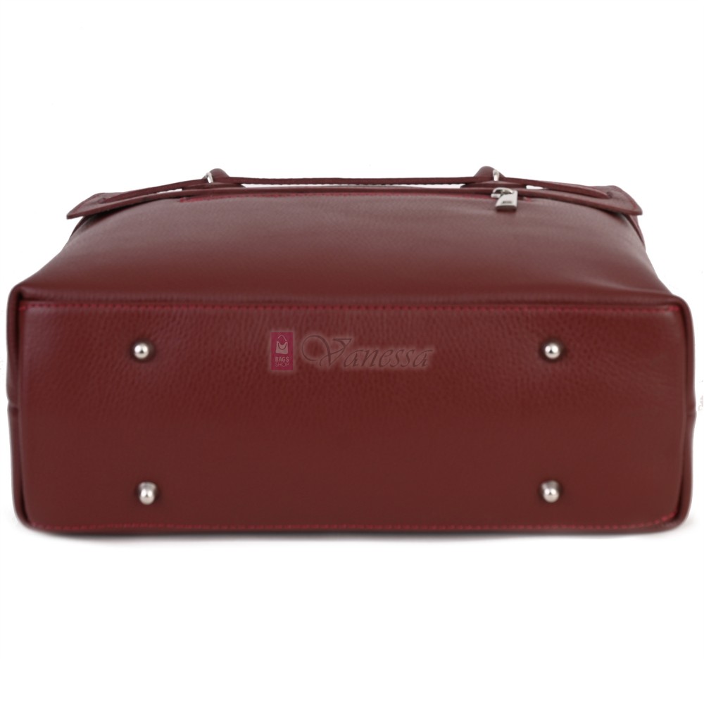 Елегантна дамска чанта, от естествена кожа, в цвят бордо Код: EKK75