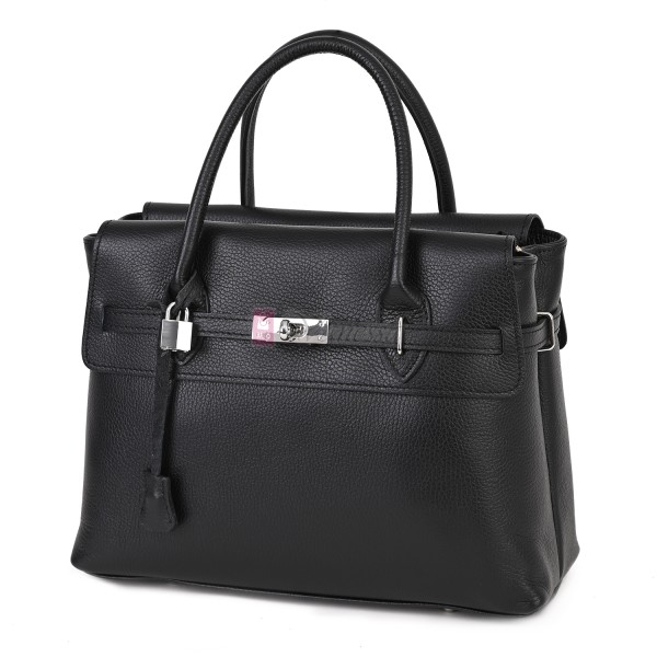 Елегантна дамска чанта, от естествена кожа, в черен цвят Код: EKK75