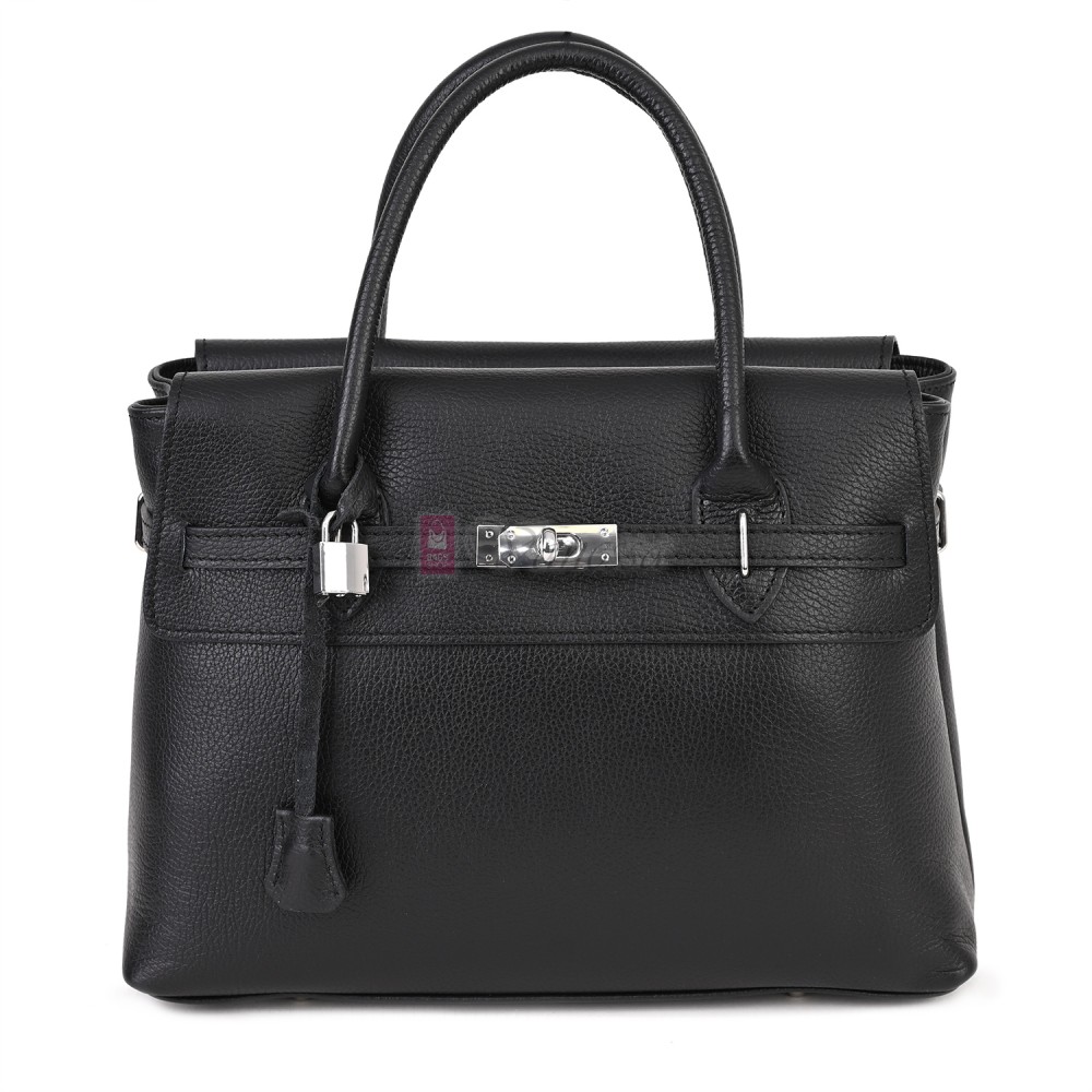 Елегантна дамска чанта, от естествена кожа, в черен цвят Код: EKK75