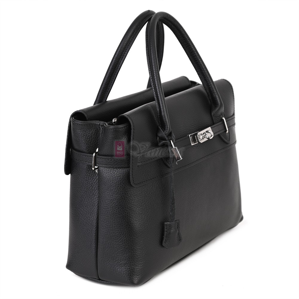 Елегантна дамска чанта, от естествена кожа, в черен цвят Код: EKK75