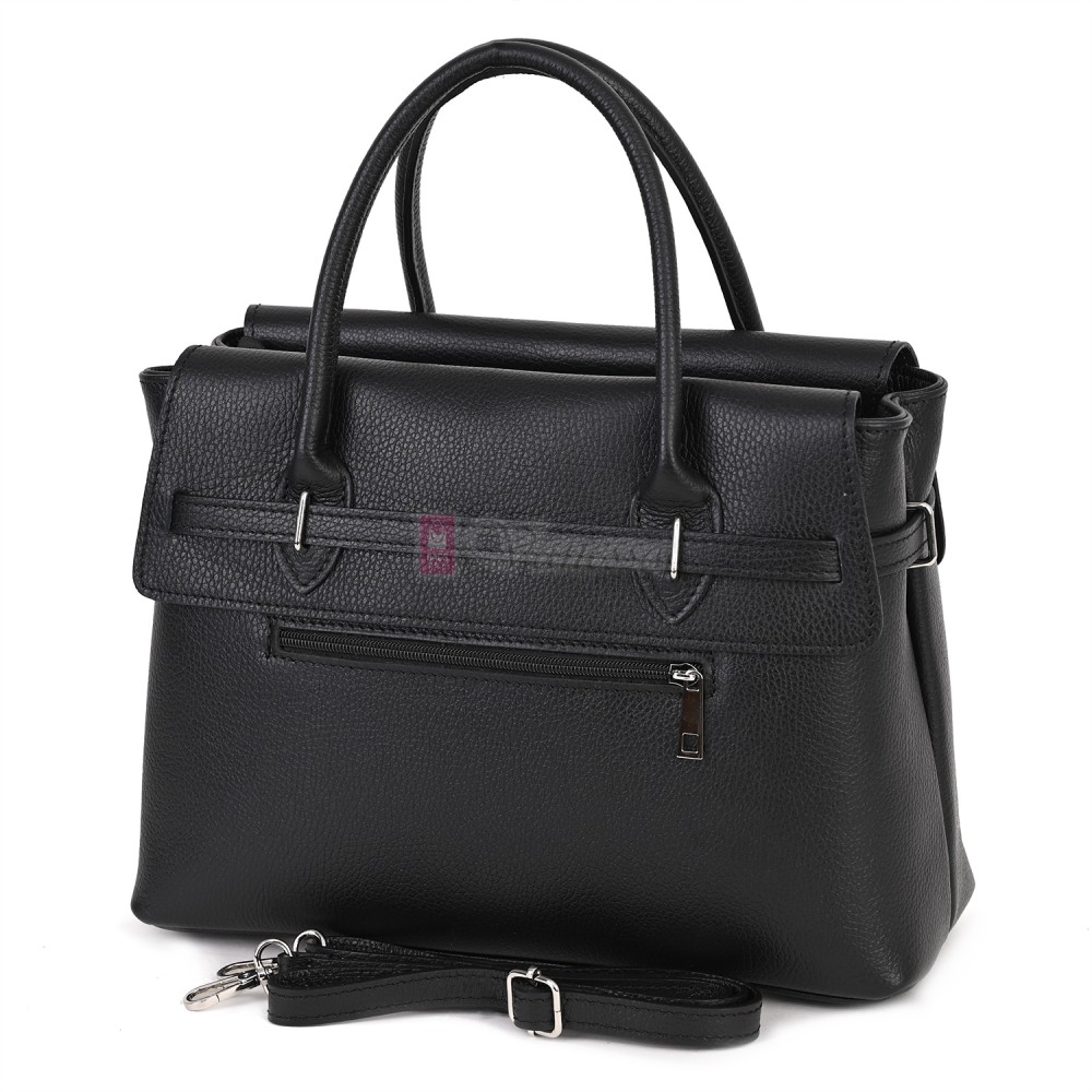 Елегантна дамска чанта, от естествена кожа, в черен цвят Код: EKK75