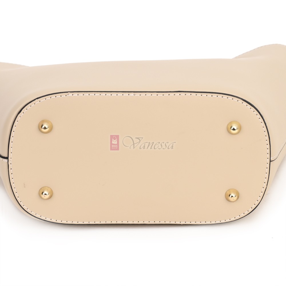 Елегантна дамска чанта от естествена кожа, в бежов цвят Код: EKL62