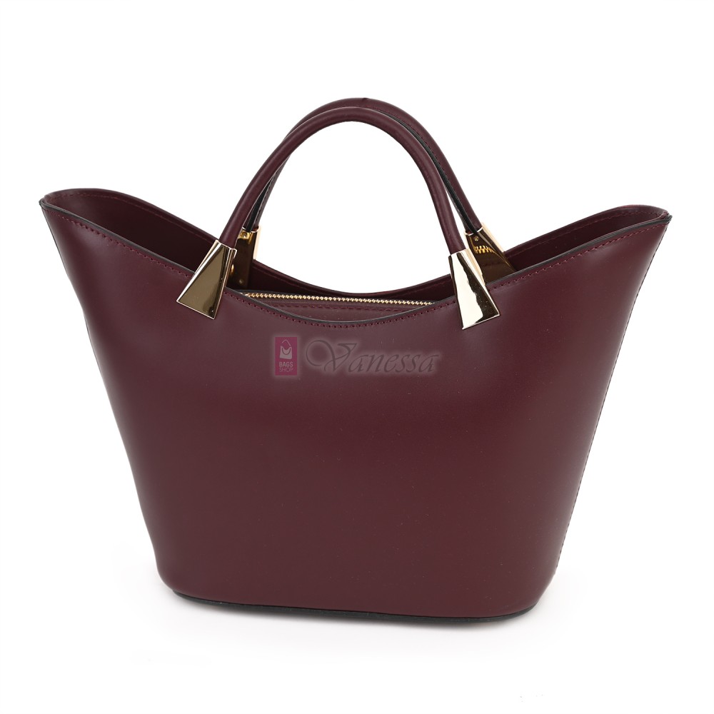 Елегантна дамска чанта от естествена кожа, в цвят бордо Код: EKL62