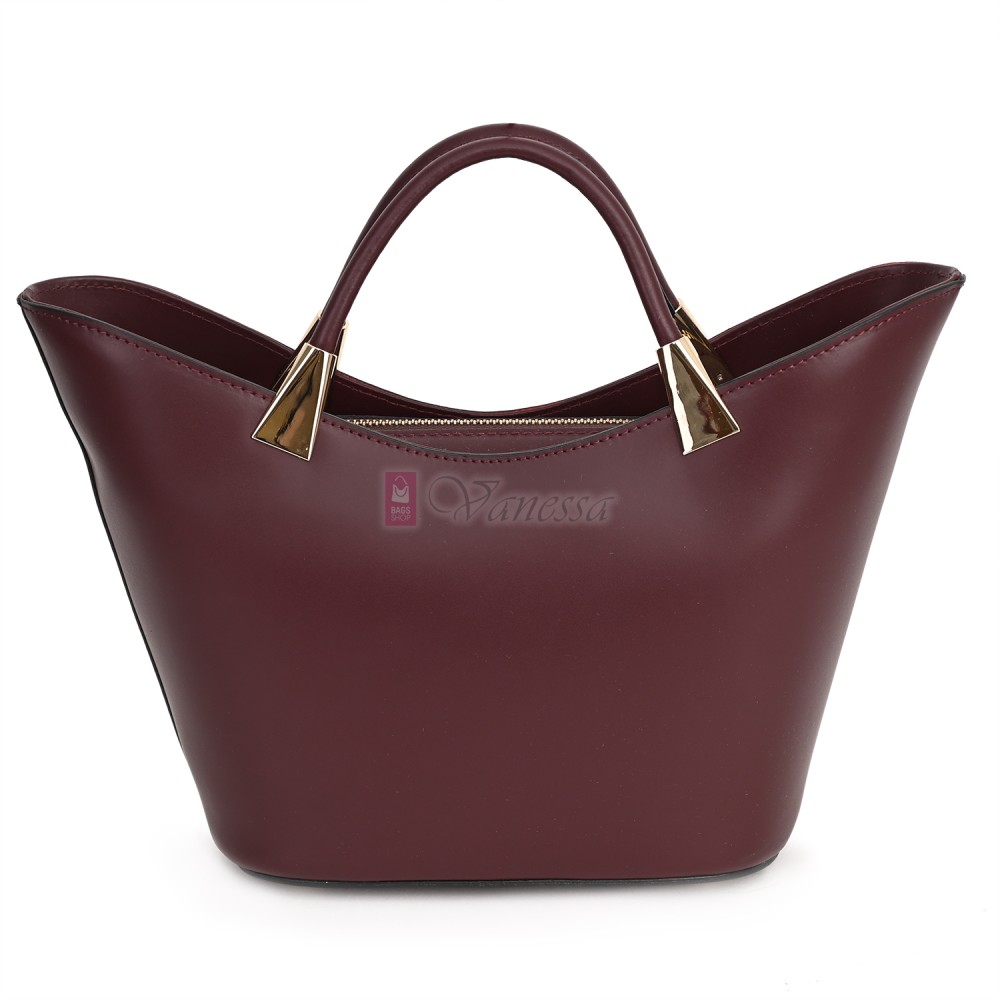 Елегантна дамска чанта от естествена кожа, в цвят бордо Код: EKL62
