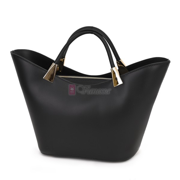 Елегантна дамска чанта от естествена кожа, в черен цвят Код: EKL62