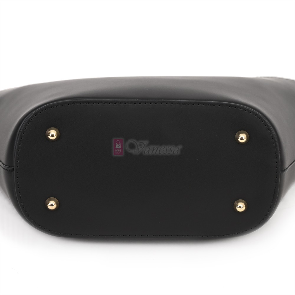 Елегантна дамска чанта от естествена кожа, в черен цвят Код: EKL62