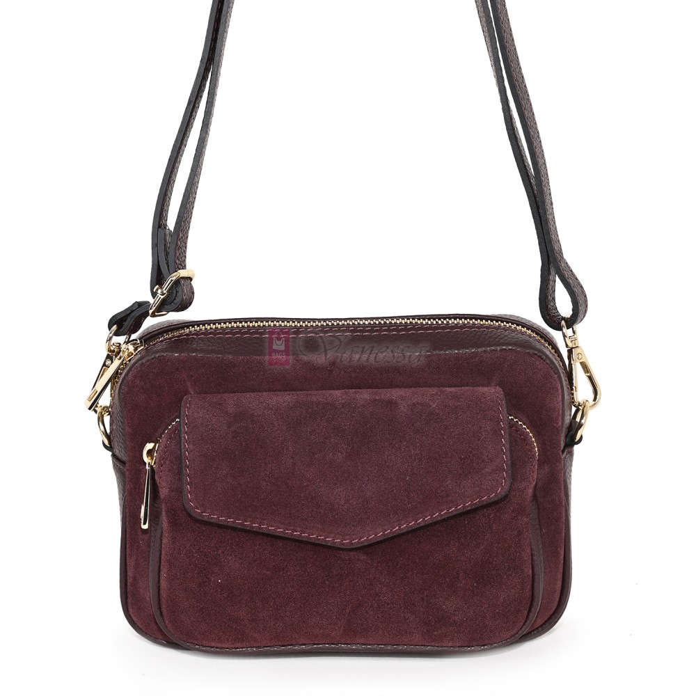 Ежедневна, малка дамска чанта от естествена кожа, в цвят бордо Код: EKM56