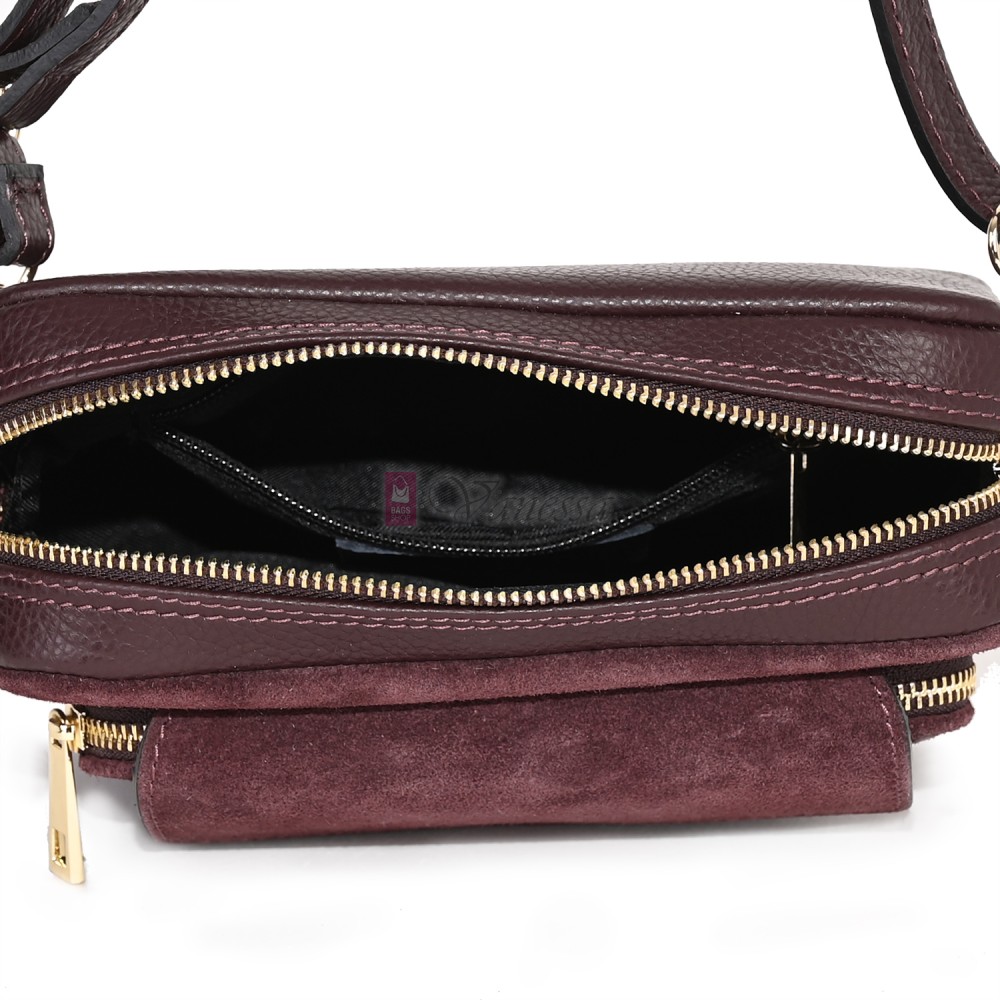 Ежедневна, малка дамска чанта от естествена кожа, в цвят бордо Код: EKM56