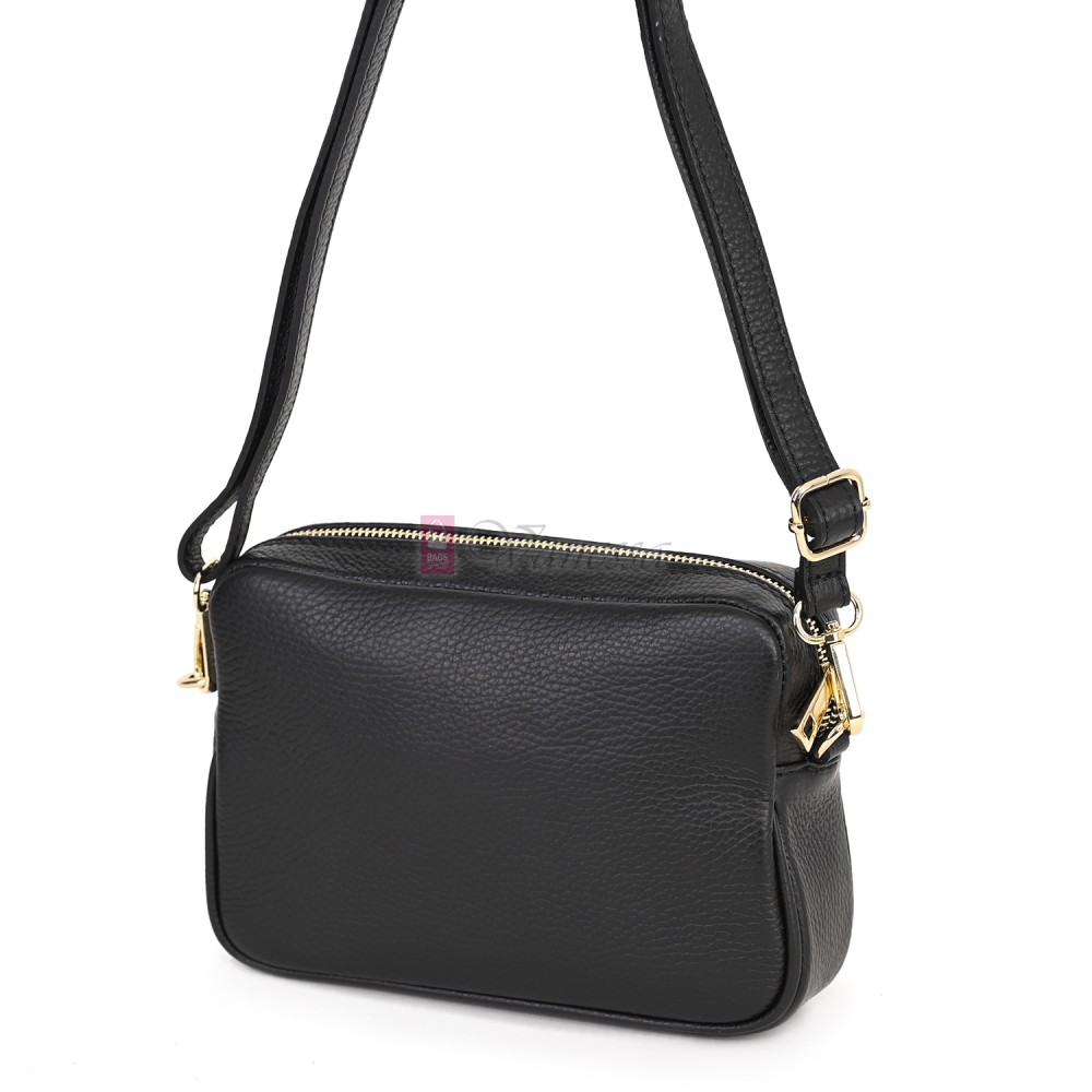 Ежедневна, малка дамска чанта от естествена кожа, в черен цвят Код: EKM56