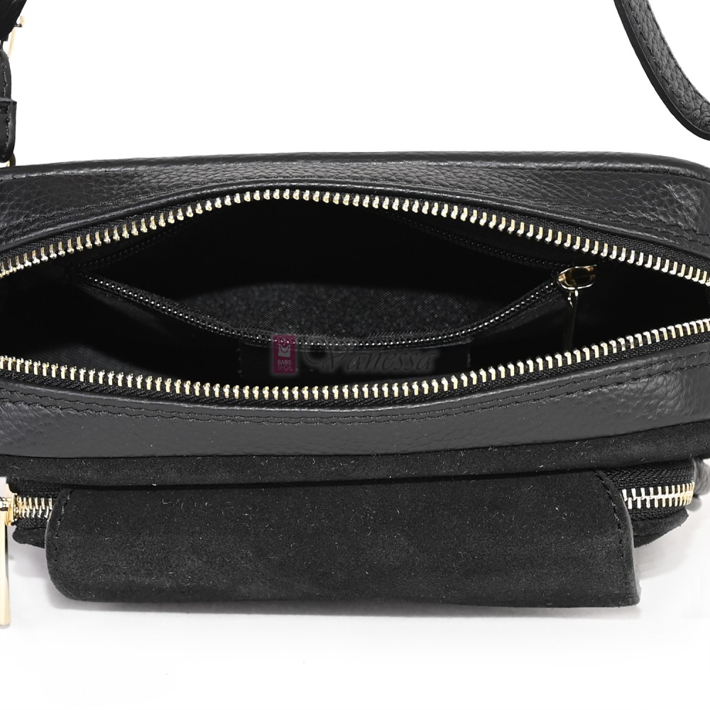 Ежедневна, малка дамска чанта от естествена кожа, в черен цвят Код: EKM56