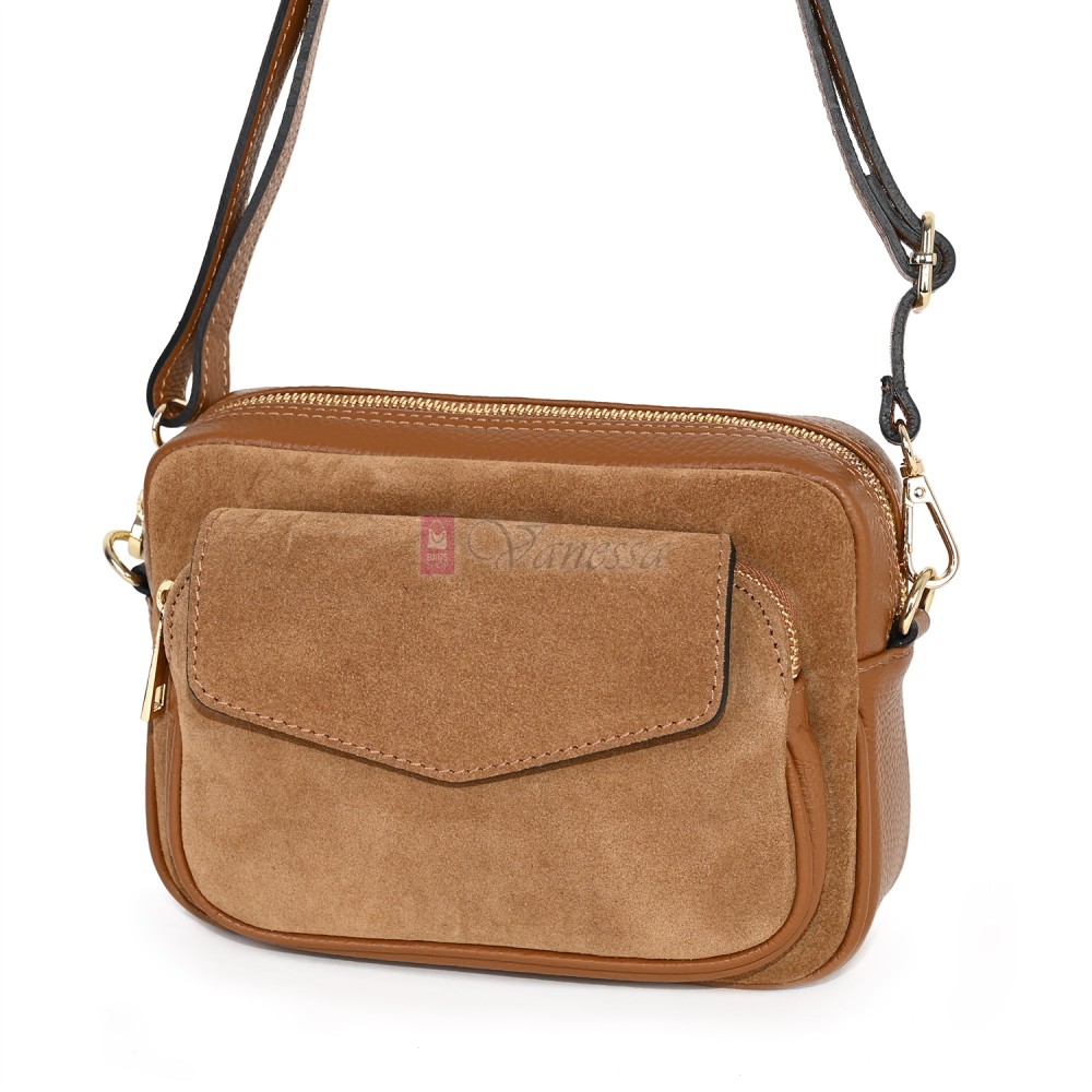 Ежедневна, малка дамска чанта от естествена кожа, в кафяв цвят Код: EKM56