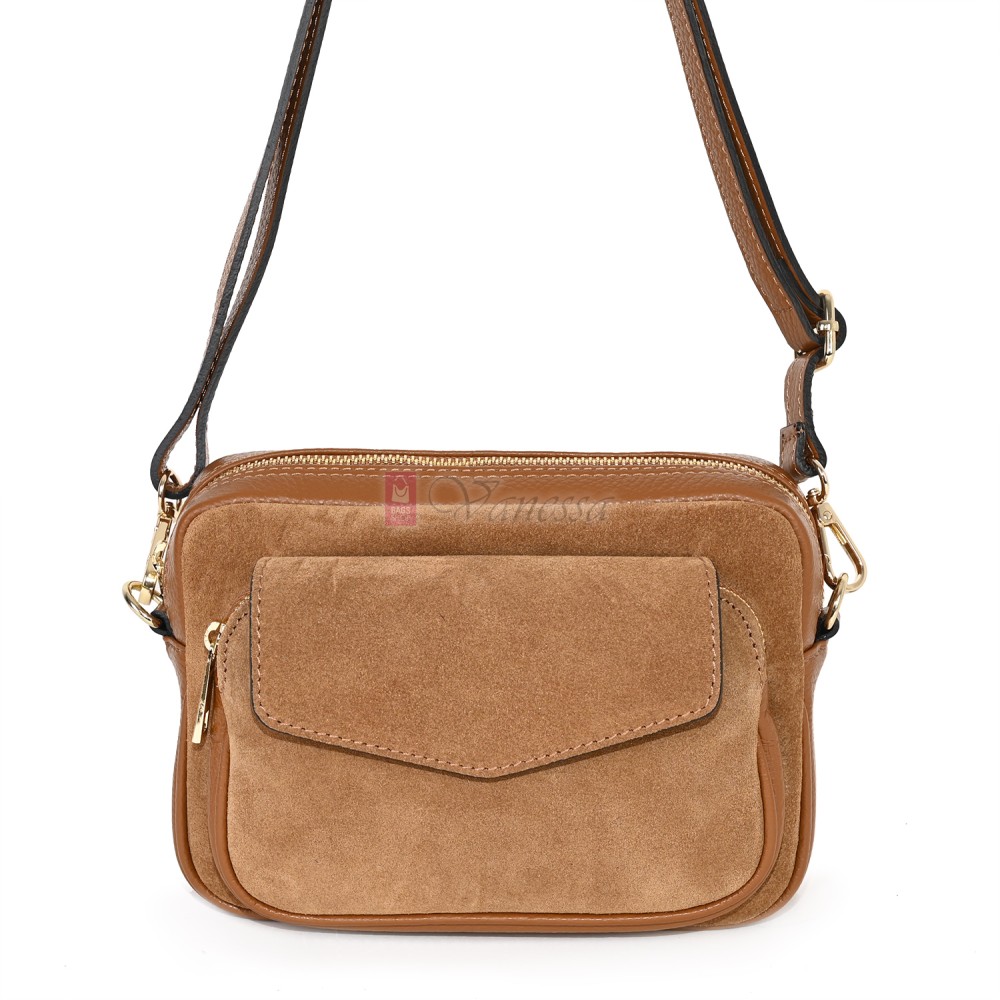 Ежедневна, малка дамска чанта от естествена кожа, в кафяв цвят Код: EKM56