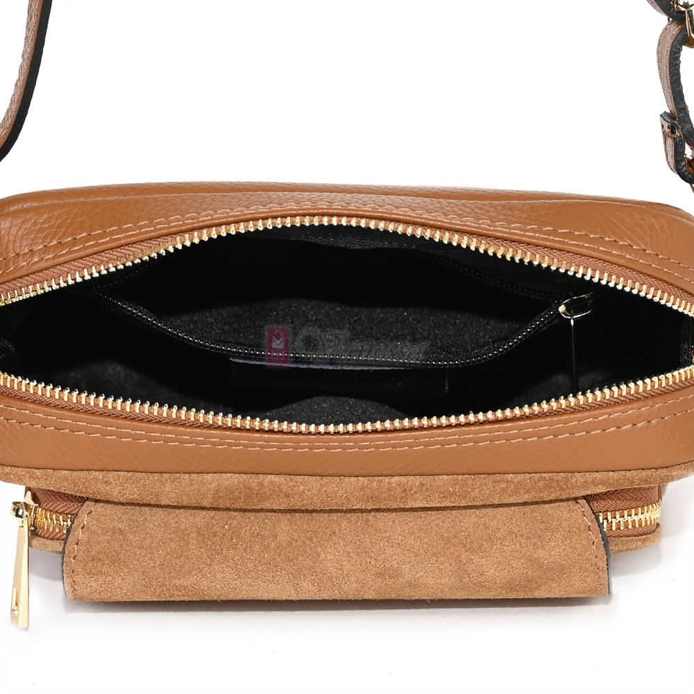 Ежедневна, малка дамска чанта от естествена кожа, в кафяв цвят Код: EKM56