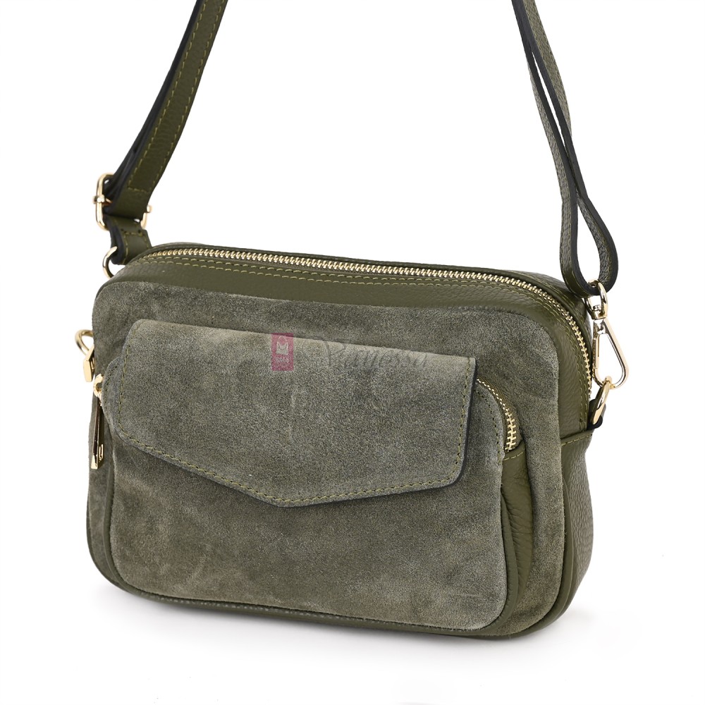 Ежедневна, малка дамска чанта от естествена кожа, в зелен цвят Код: EKM56