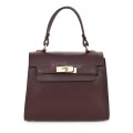 Елегантна, малка дамска чанта от естествена кожа, в цвят бордо. Код: EKM59