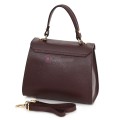 Елегантна, малка дамска чанта от естествена кожа, в цвят бордо. Код: EKM59