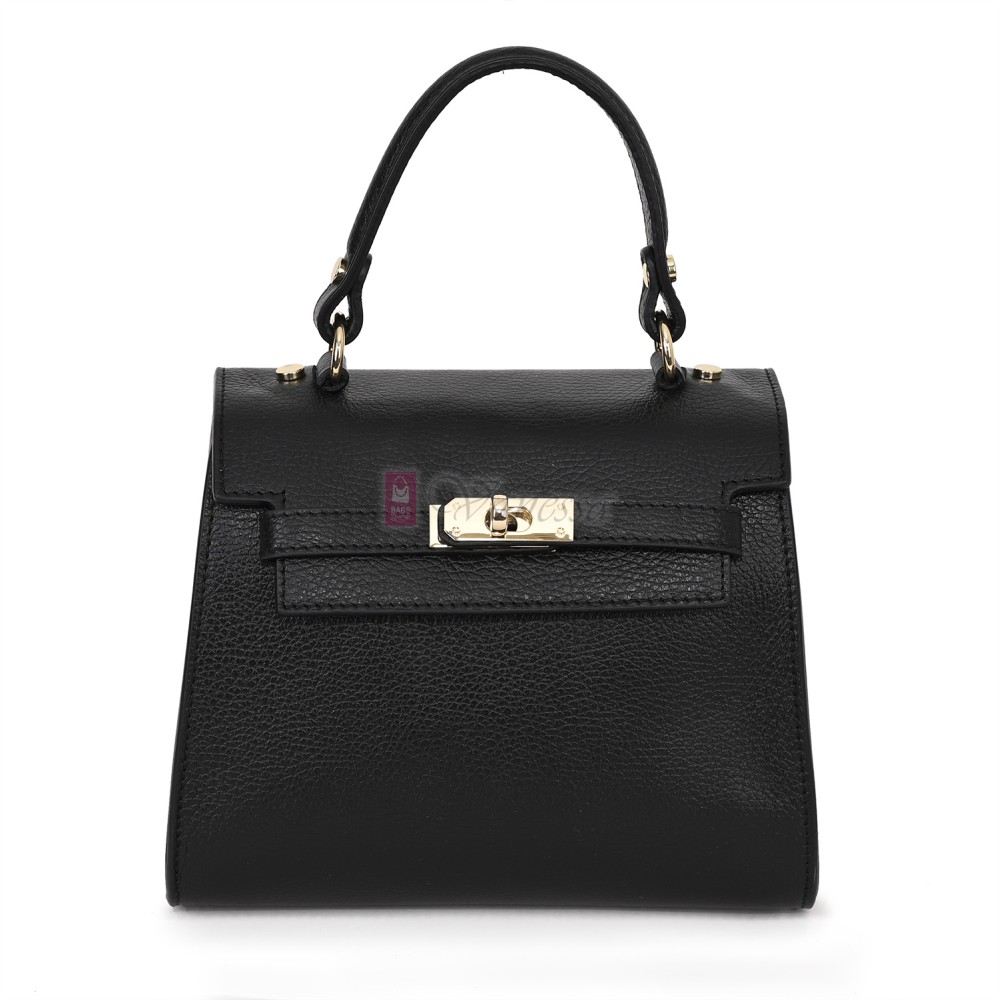 Елегантна, малка дамска чанта от естествена кожа, в черен цвят. Код: EKM59