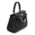 Елегантна, малка дамска чанта от естествена кожа, в черен цвят. Код: EKM59