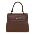 Елегантна, малка дамска чанта от естествена кожа, в тъмнокафяв цвят. Код: EKM59