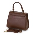 Елегантна, малка дамска чанта от естествена кожа, в тъмнокафяв цвят. Код: EKM59
