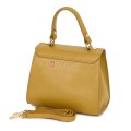Елегантна, малка дамска чанта от естествена кожа, в жълт цвят. Код: EKM59