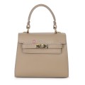 Елегантна, малка дамска чанта от естествена кожа, в бежов цвят. Код: EKM59