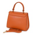 Елегантна, малка дамска чанта от естествена кожа, в оранжев цвят. Код: EKM59