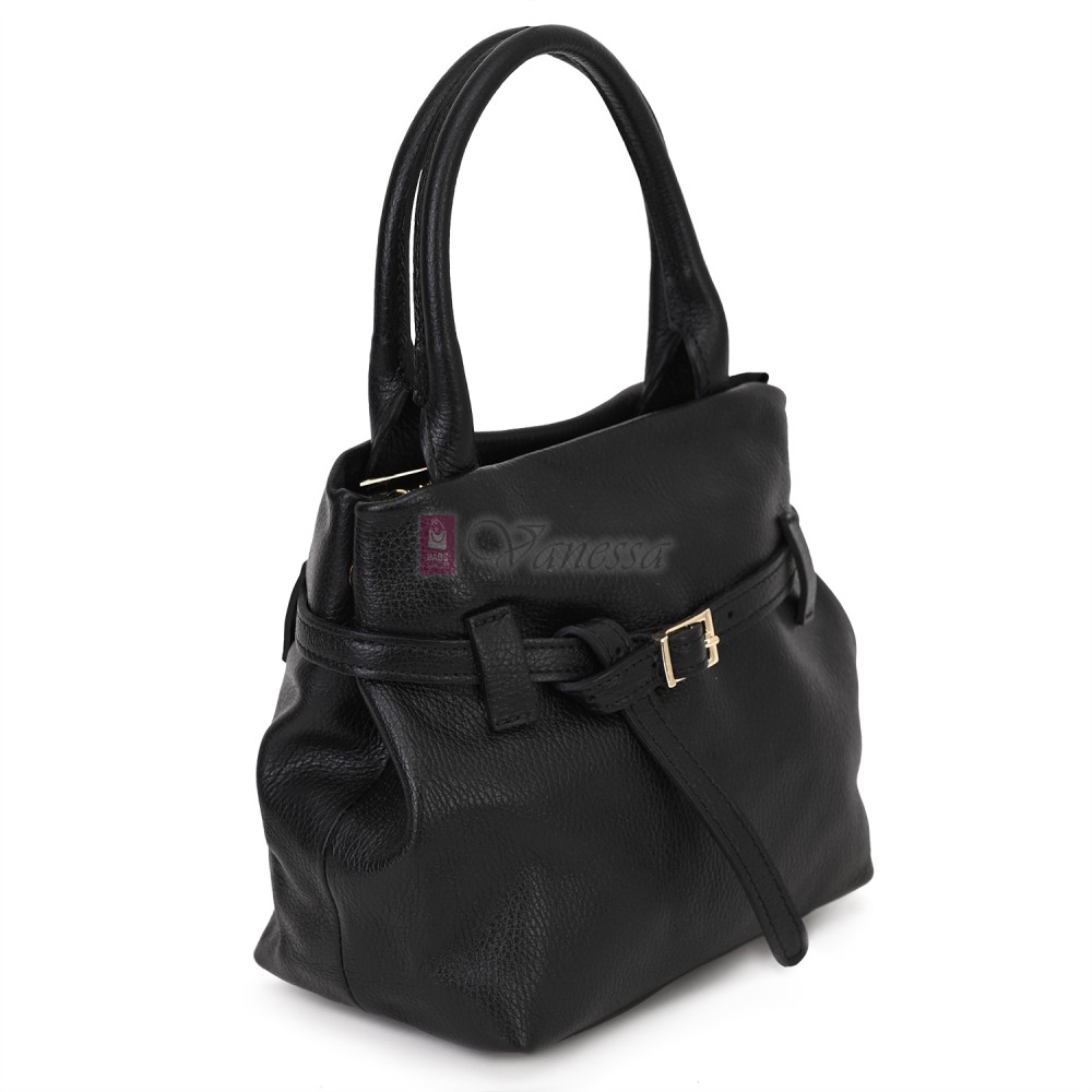 Малка дамска чанта, от естествена кожа, в черен цвят Код: EKM62