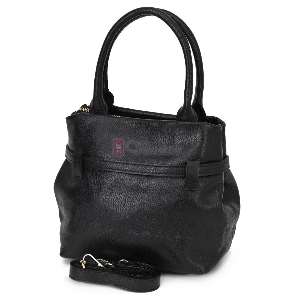 Малка дамска чанта, от естествена кожа, в черен цвят Код: EKM62