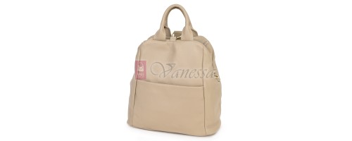 Дамска раница от естествена кожа, в бежов цвят. Код: EKR66