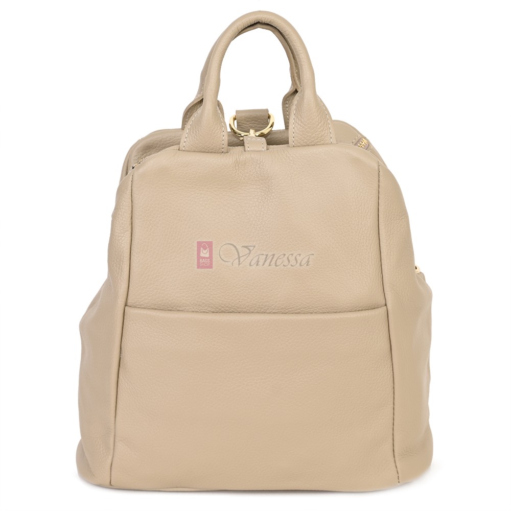 Дамска раница от естествена кожа, в бежов цвят. Код: EKR66