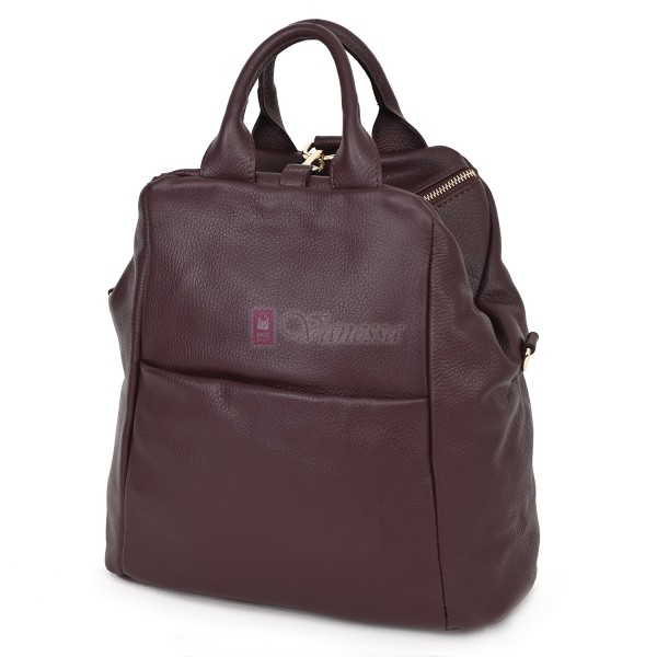 Дамска раница от естествена кожа, в цвят бордо. Код: EKR66
