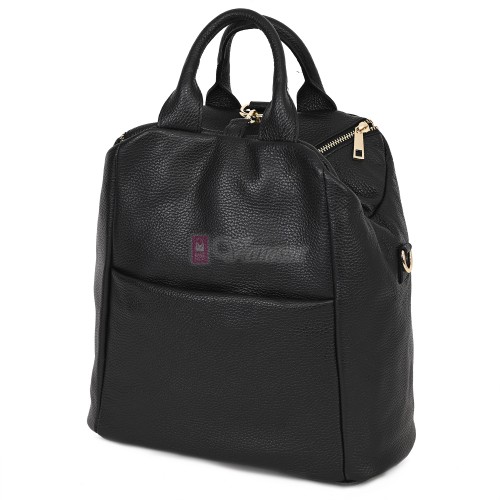 Дамска раница от естествена кожа, в черен цвят. Код: EKR66