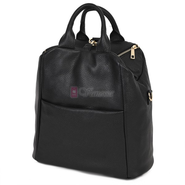 Дамска раница от естествена кожа, в черен цвят. Код: EKR66