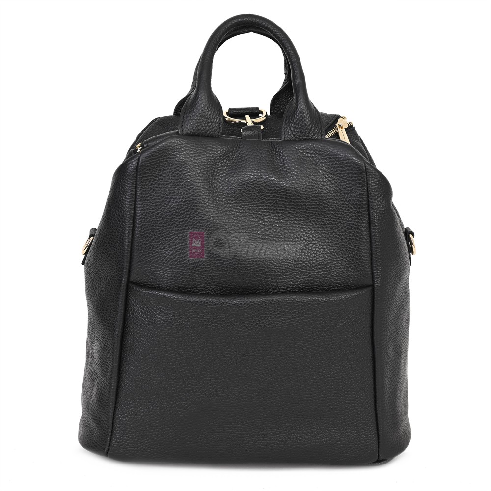 Дамска раница от естествена кожа, в черен цвят. Код: EKR66