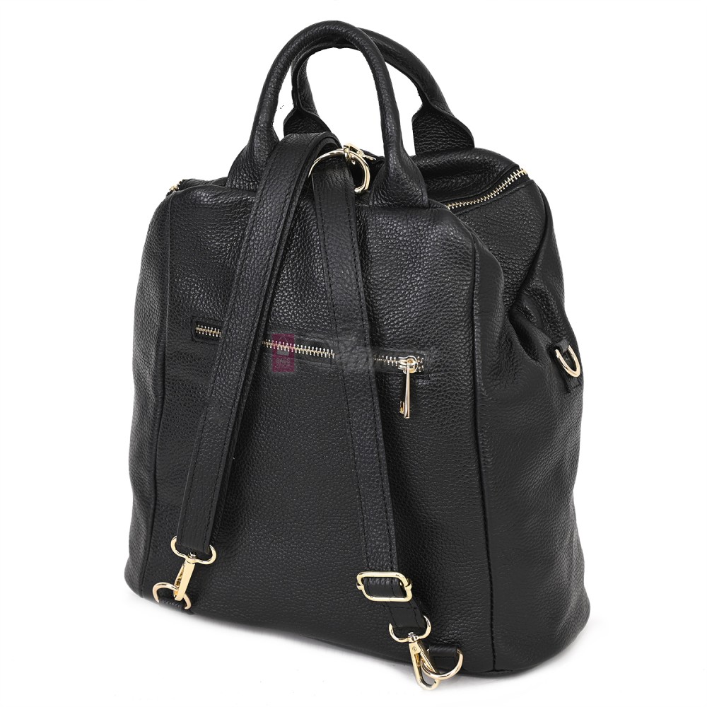 Дамска раница от естествена кожа, в черен цвят. Код: EKR66