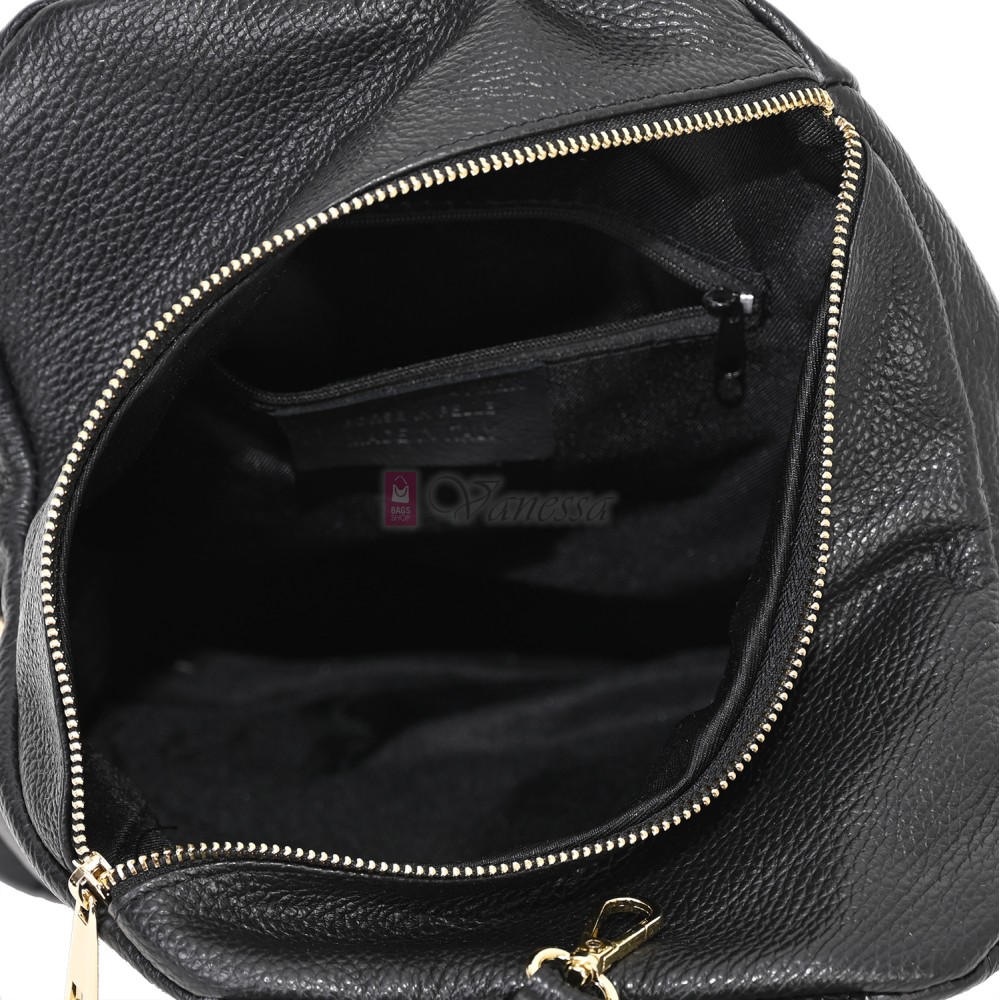 Дамска раница от естествена кожа, в черен цвят. Код: EKR66