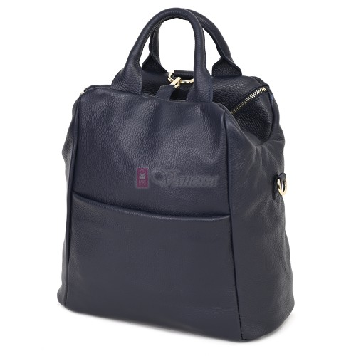 Дамска раница от естествена кожа, в тъмносин цвят. Код: EKR66