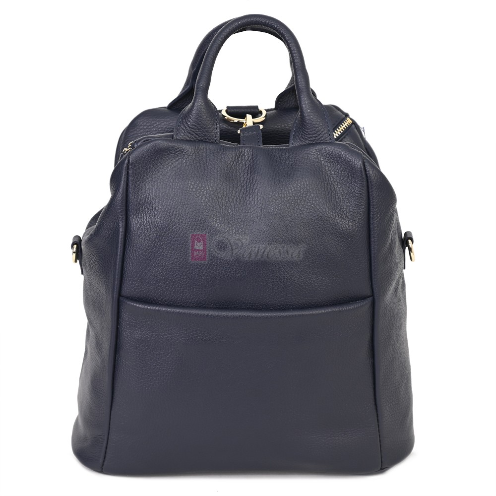 Дамска раница от естествена кожа, в тъмносин цвят. Код: EKR66