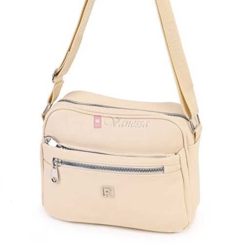 Малка дамска чанта от висококачествена еко кожа, в светлобежов цвят. Код: FARB