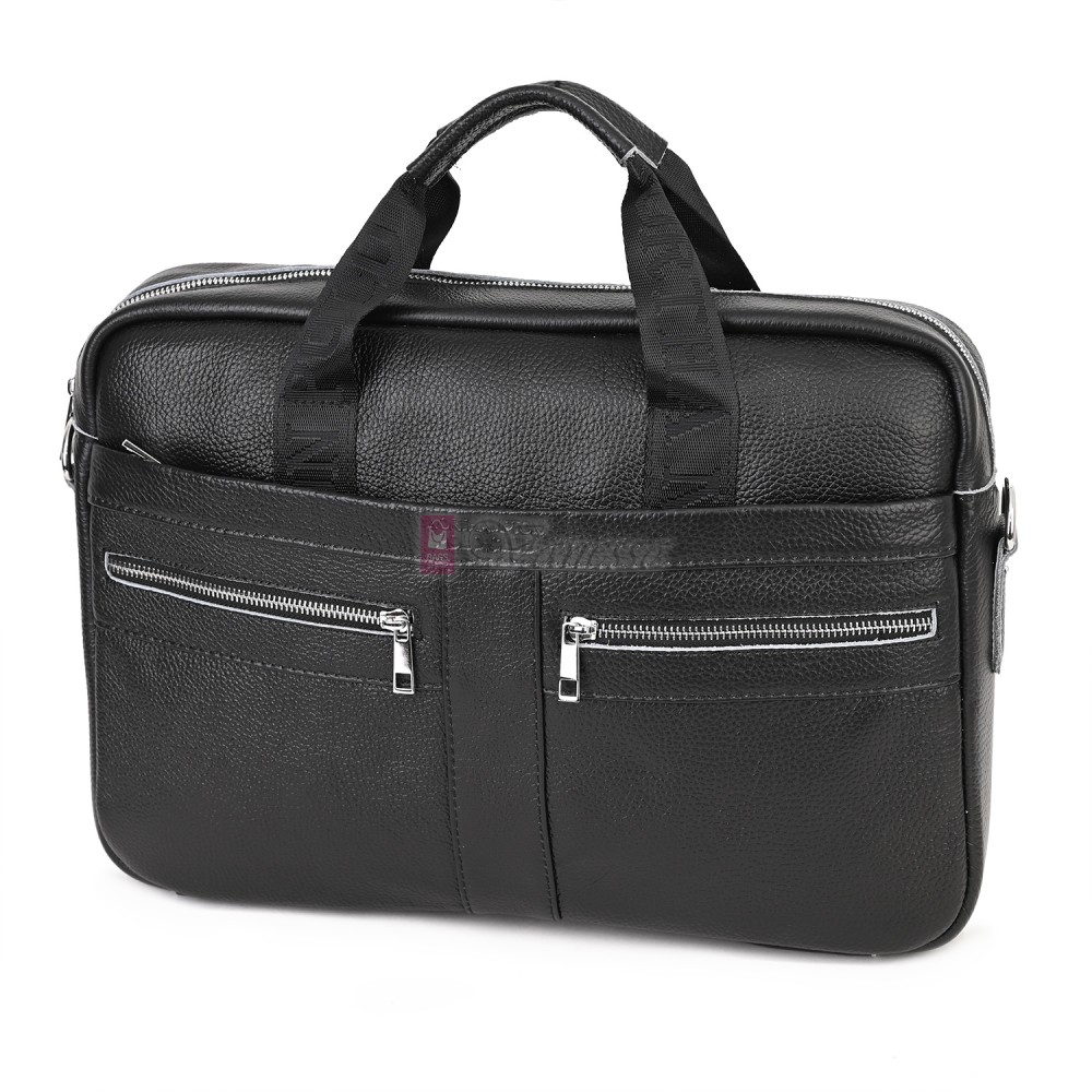 Голяма мъжка чанта от естествена кожа в черен цвят. Код: 3116